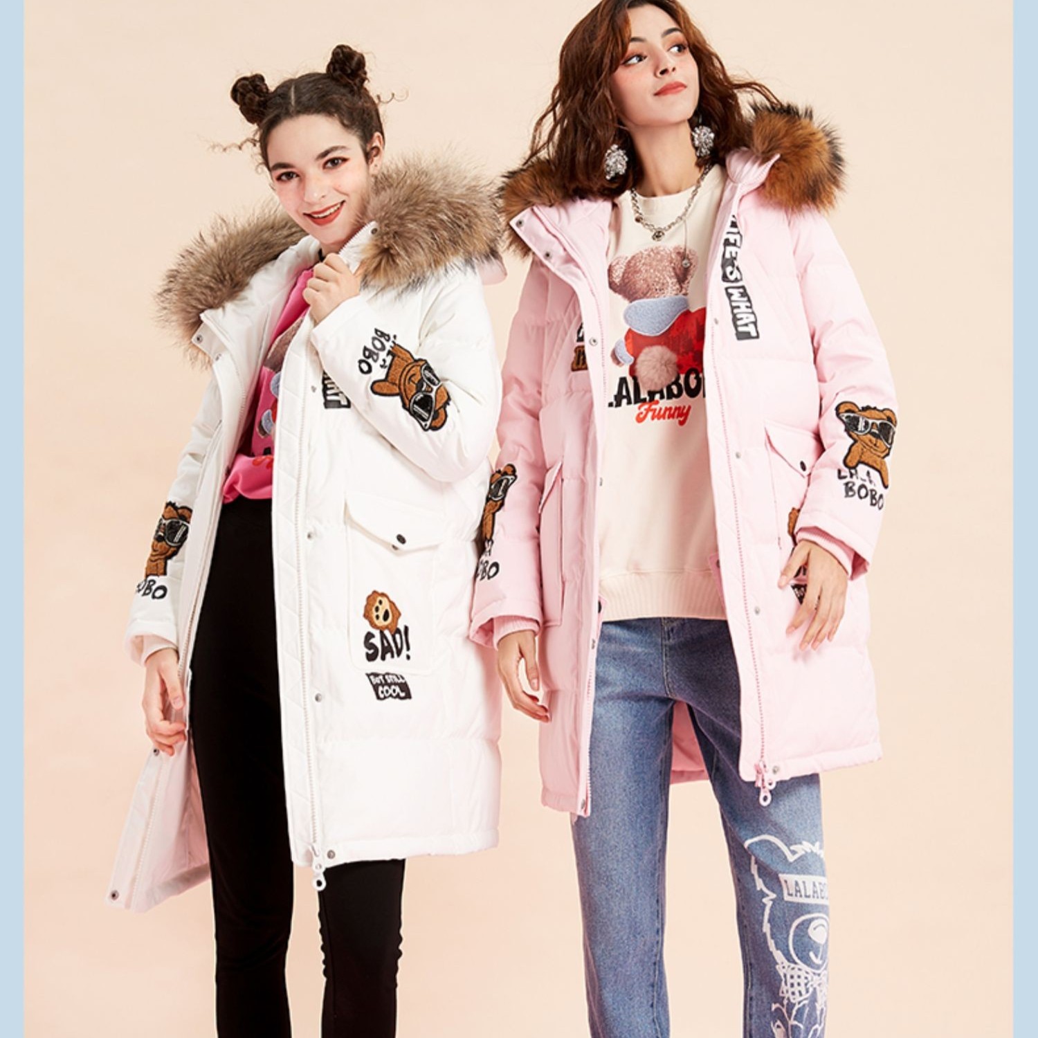 金源（尾货不退换）奥莱LABO小熊中长羽绒L20E-WSYR15