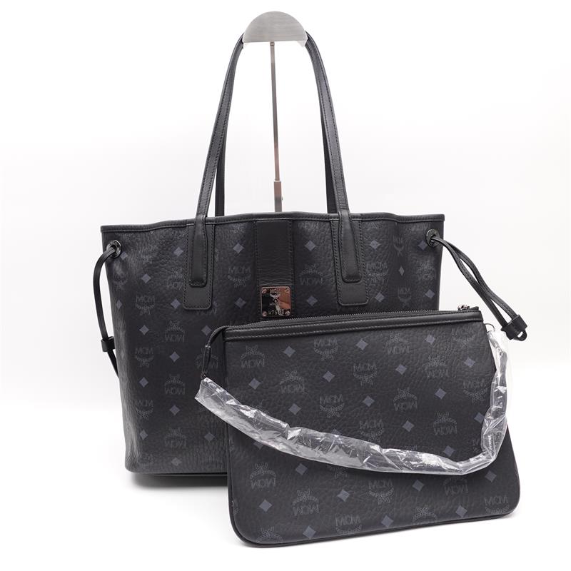 95新 MCM 新皮子母托特包中号黑色/通用链接