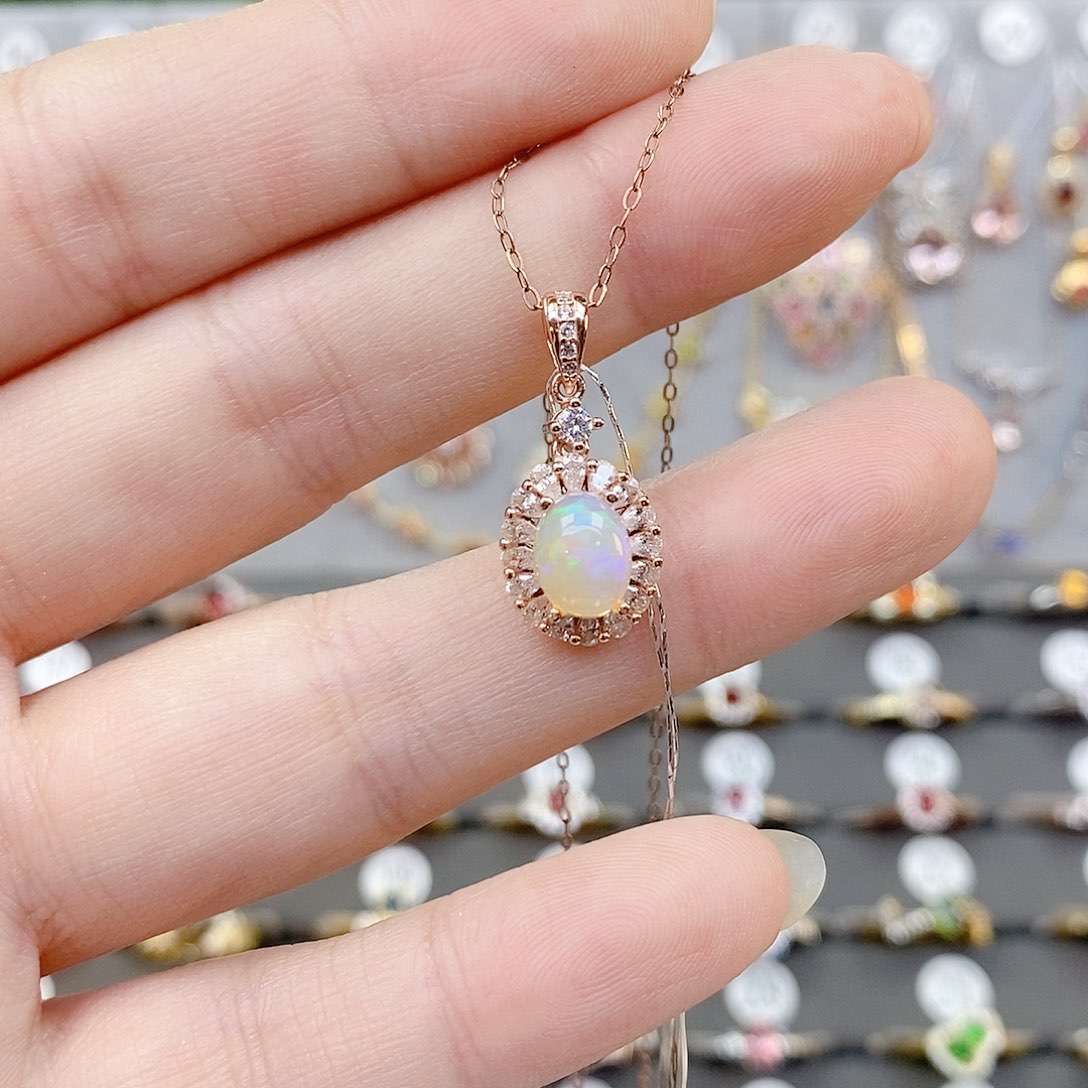 欧泊银S925镶嵌吊坠(赠链)