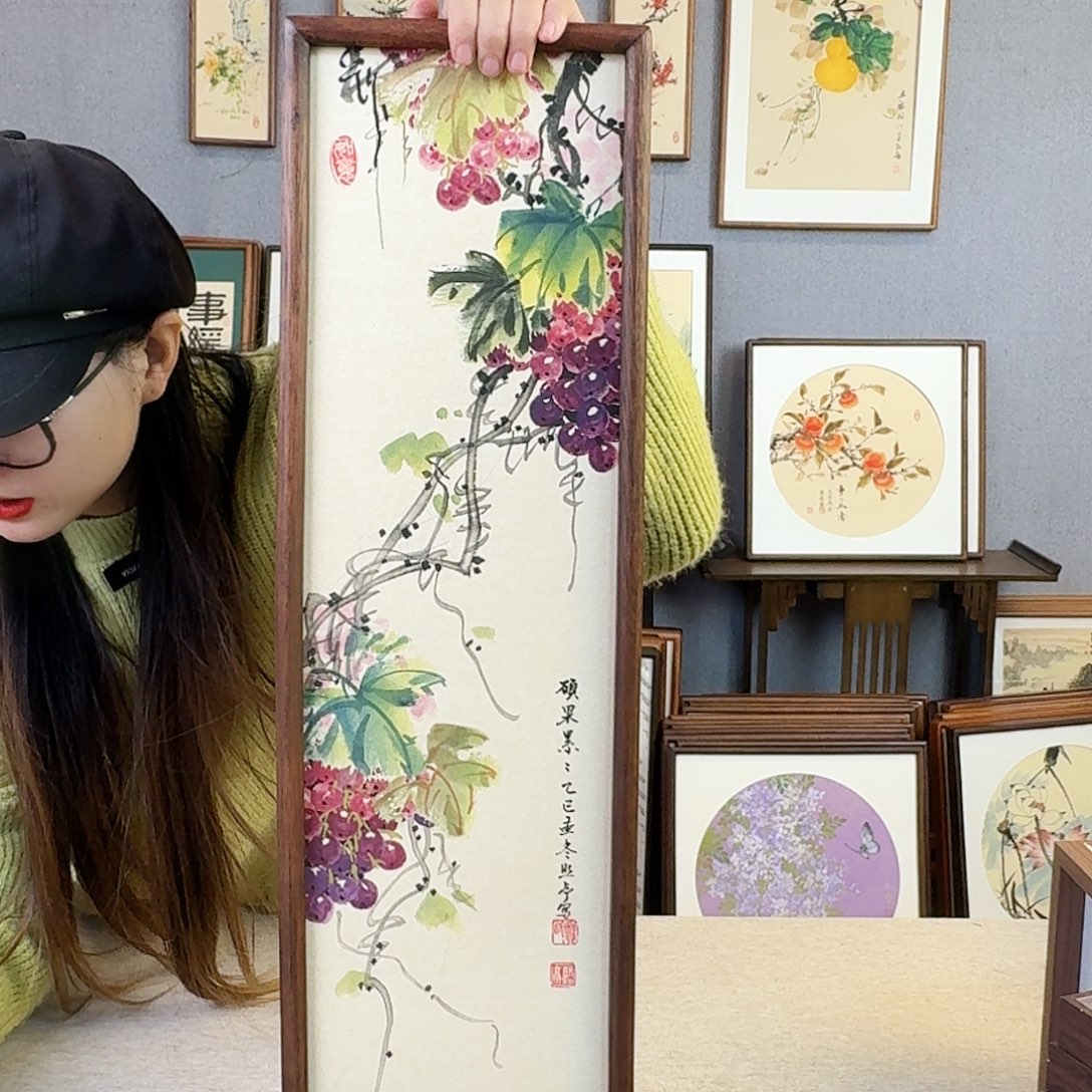 书法手绘带框尺寸：20*70