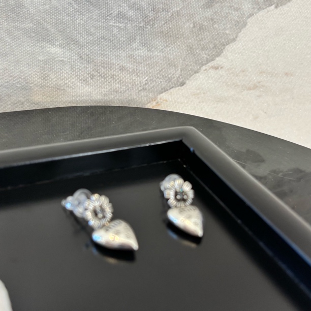 铜合金合成锆石耳饰 花花爱心字母耳环EH3345