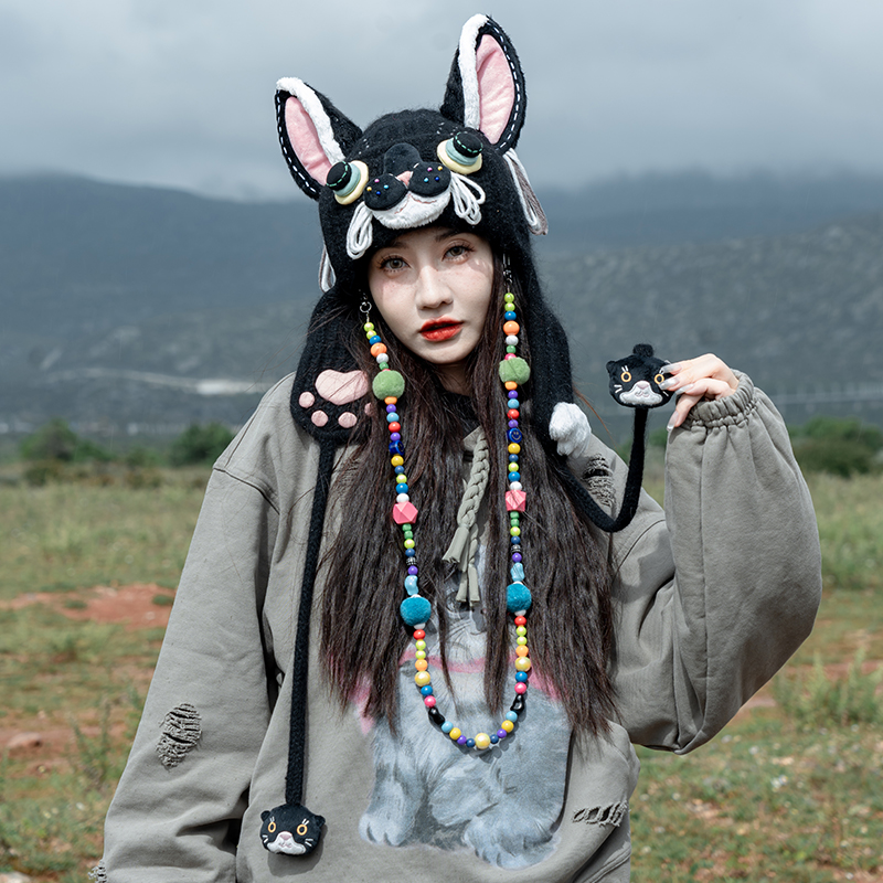 芽小七原创塔睿克毛线帽针织百搭萌妹秋冬防寒保暖帽防风