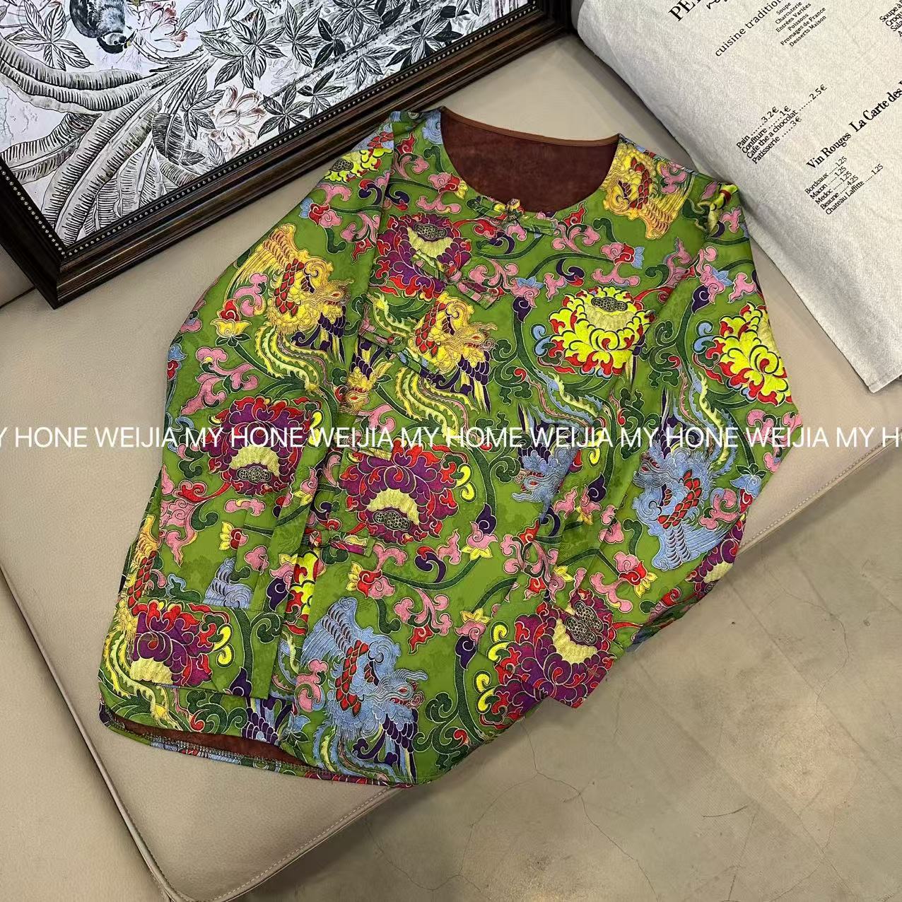 【WJ】春款 6823 复古印花中式国风上衣（3-6）