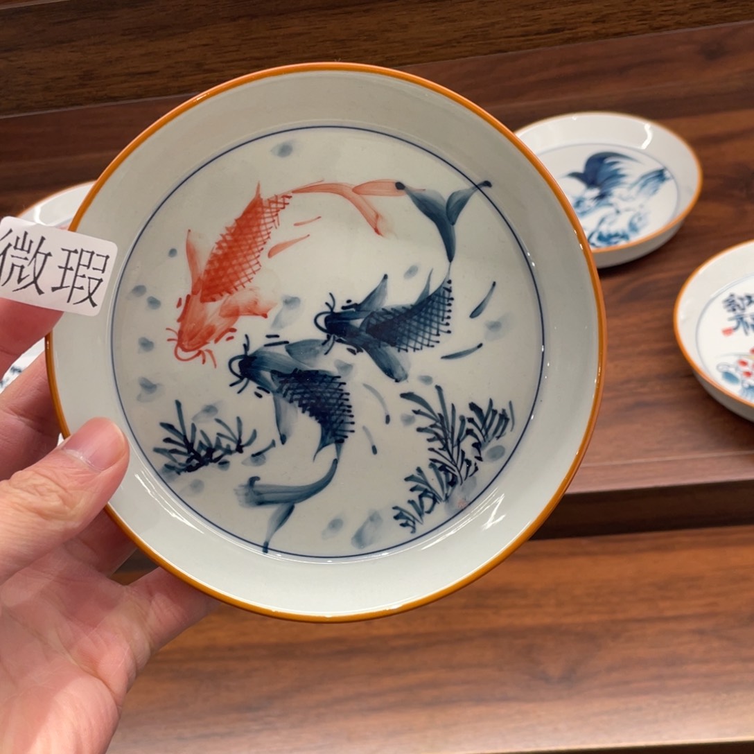 釉下手绘茶具微瑕