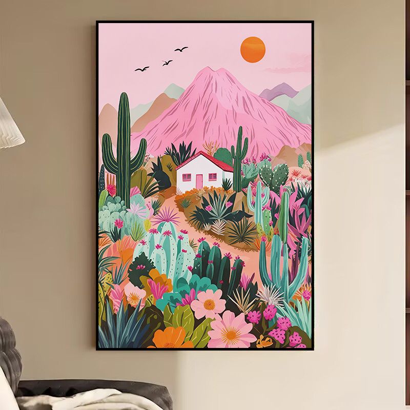 S26多巴胺客厅装饰画抽象沙发背景墙挂画小众壁画玄关走廊过道画