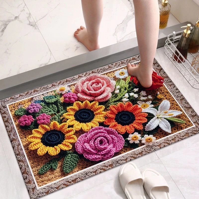 A062【60*90cm】硅藻泥入户门垫喜庆玄关厨房浴室防滑免洗地毯地垫