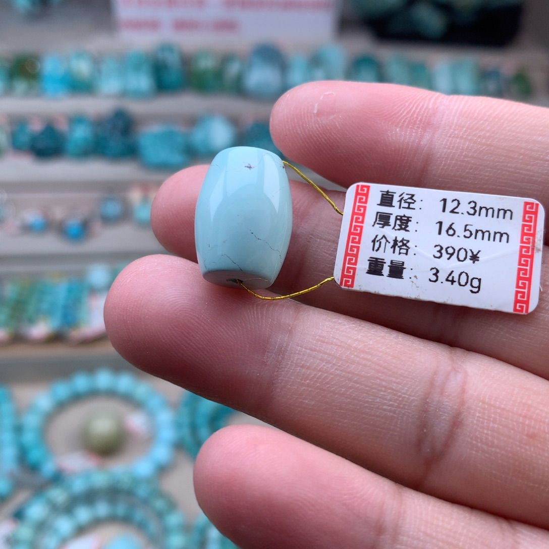 绿松石未镶嵌珠宝奇石桶珠5号