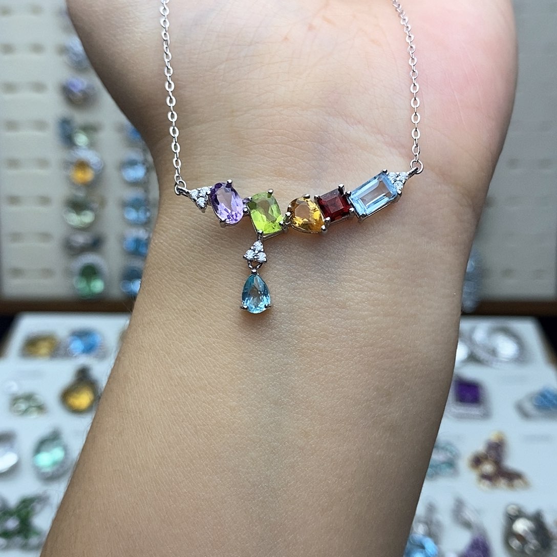 银S925镶嵌项链水晶（一物一证）