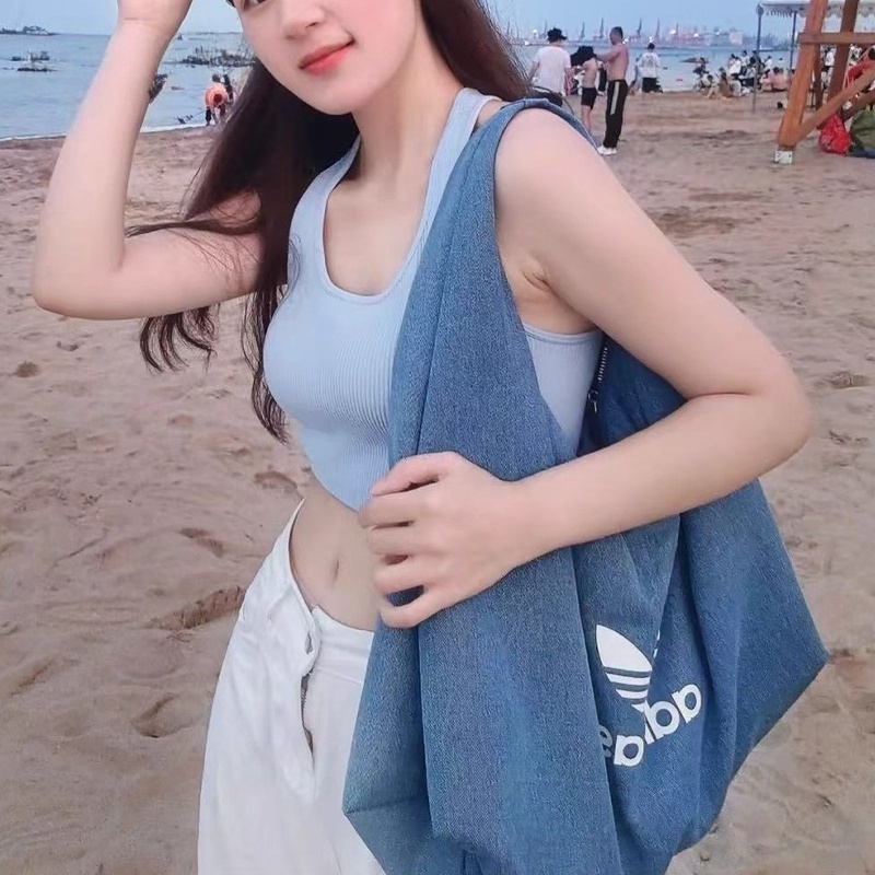 Adidas阿迪达斯三叶草经典logo牛仔云朵包手提包女单肩挎包IX7693