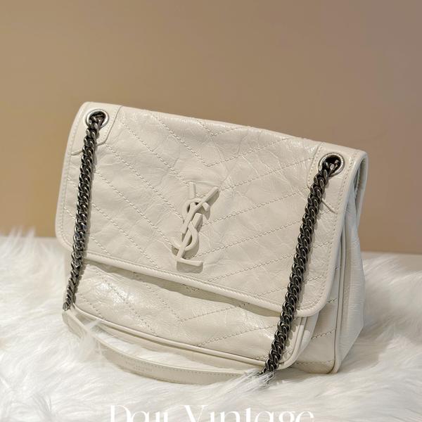 大吉中古/ysl 白银Niki中号D扣单肩包