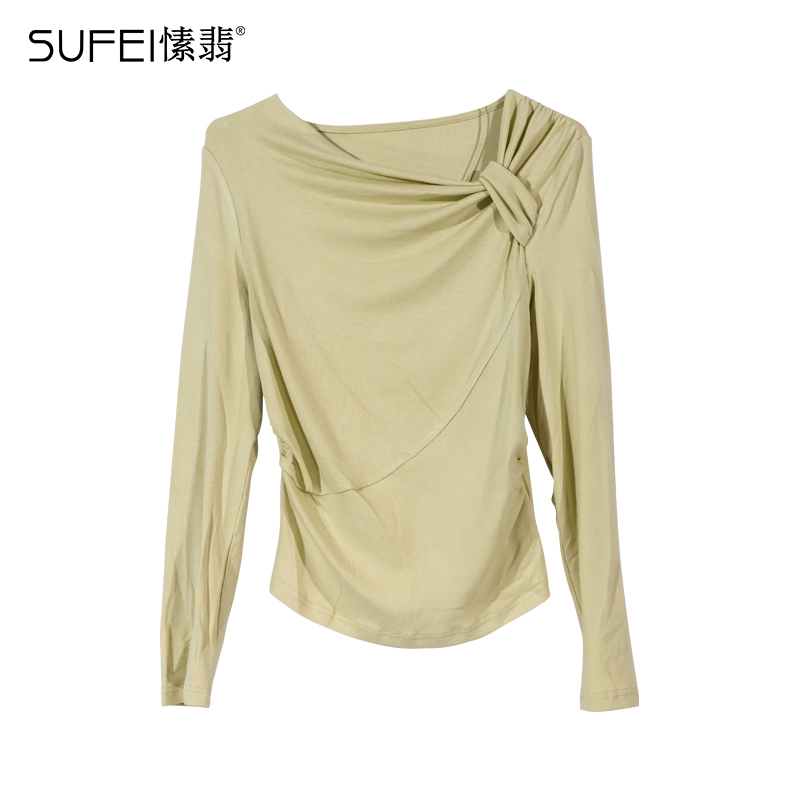 SUFEI/愫翡S51XS0048A 法式耐磨长袖常规款极简风T恤气质 0048