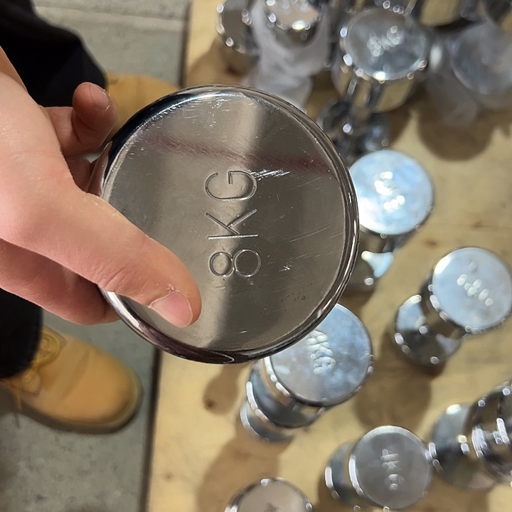 全新电镀纯钢哑铃8公斤一对