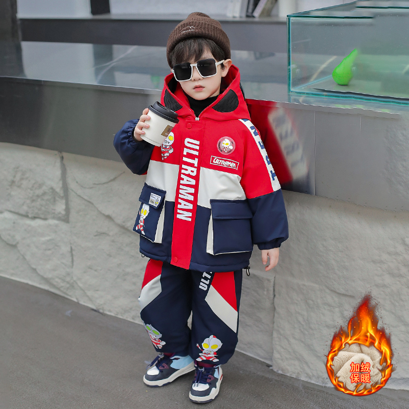 男童奥特曼衣服套装秋冬2025新款洋气儿童秋季宝宝休闲运动两件套