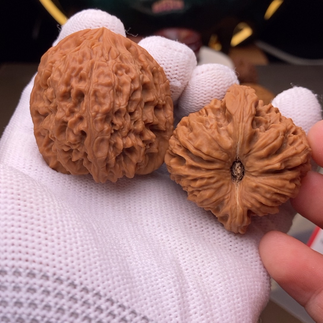 文玩核桃把件高炮深凹拉丝40.9.39.9.41.1.44.2克