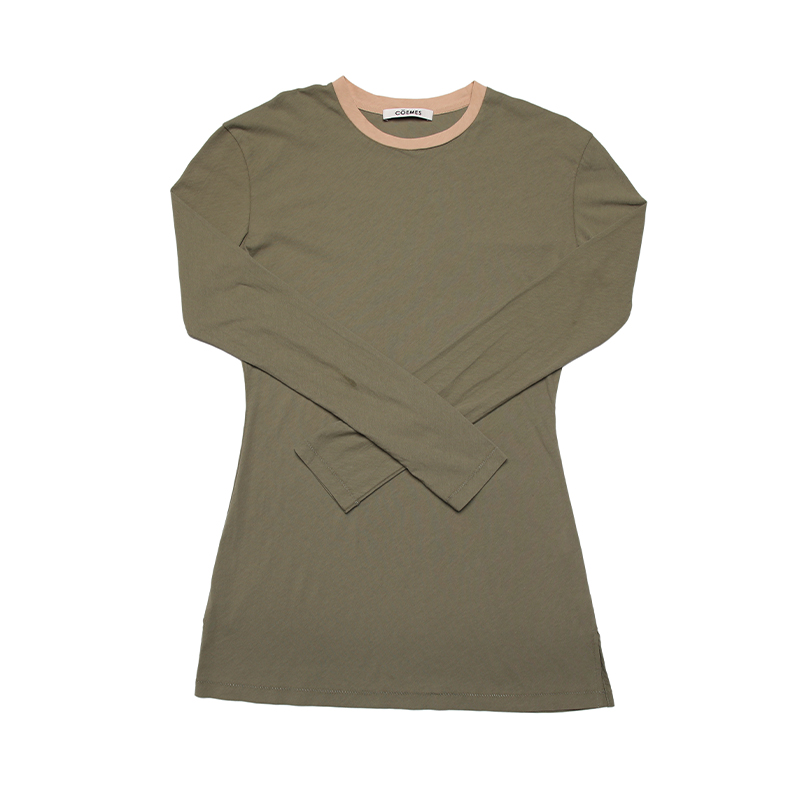 ReneRiva买手店 COEMES 时尚百搭拼色圆领T恤长袖罩衫