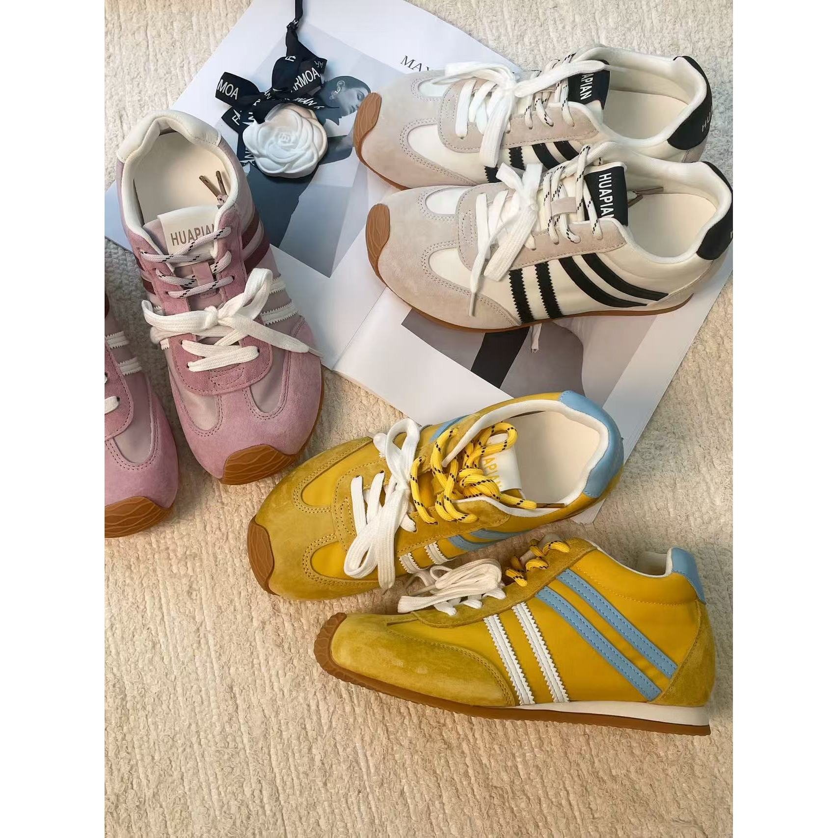 德训鞋拼色低跟轻职风时尚休闲鞋运动鞋森系学院风5083