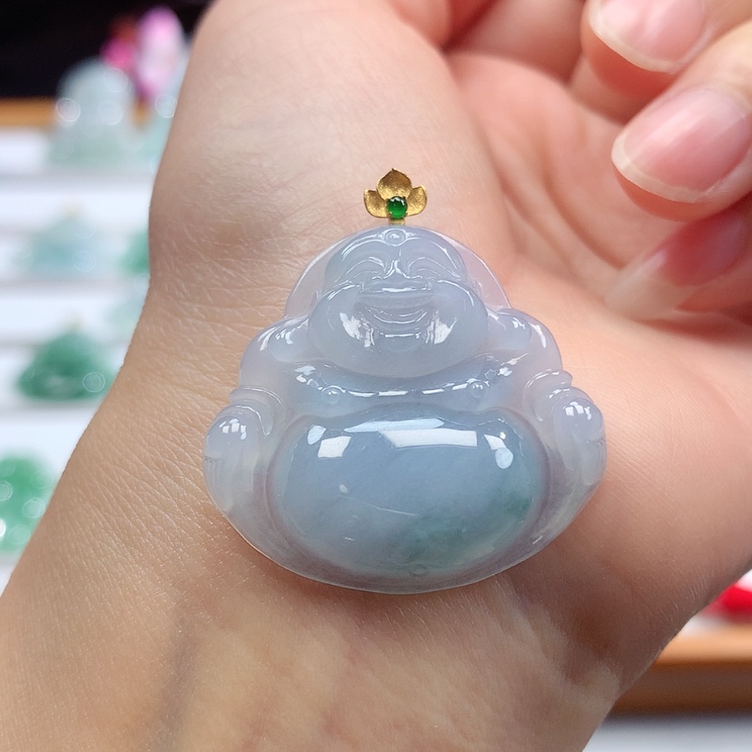 【闪购商品】翡翠吊坠(赠链)18K金镶嵌