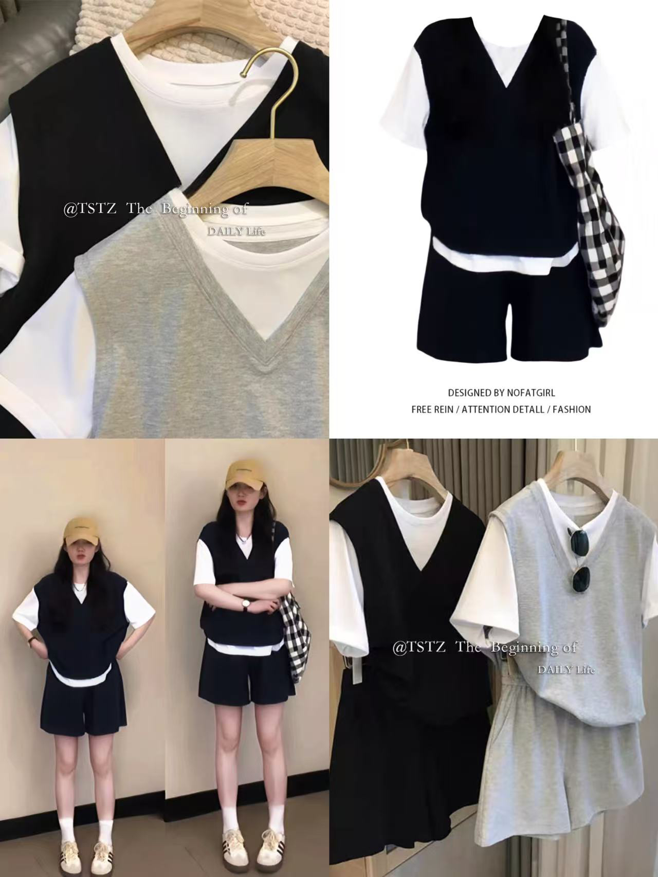 夏季大码胖mm休闲显瘦假两件上衣搭配阔腿短裤套装