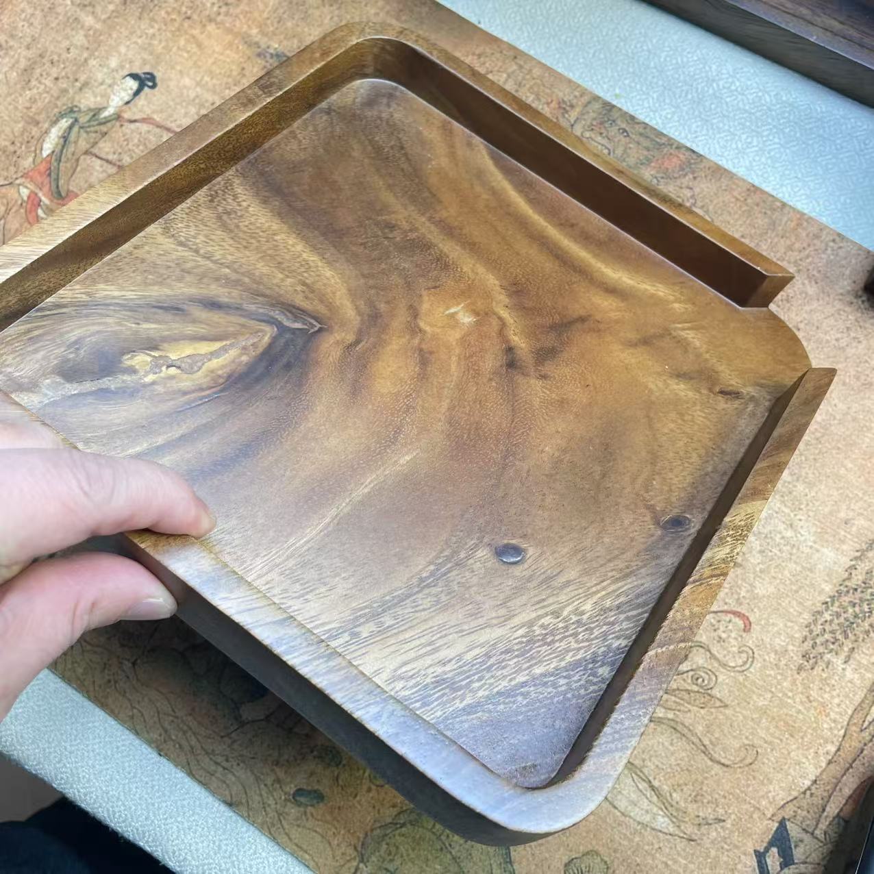 微瑕胡桃木分茶盘开茶盘整块实木功夫茶具茶道普洱茶盒评审赏茶盘