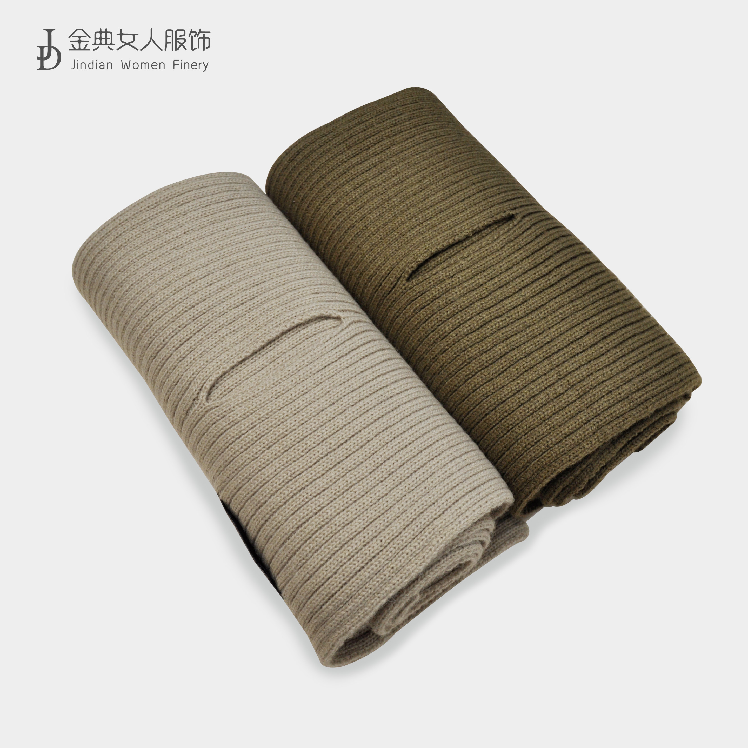 【金典原创女装】秋冬百搭纯色坑条针织毛线围巾  百搭女围脖0477