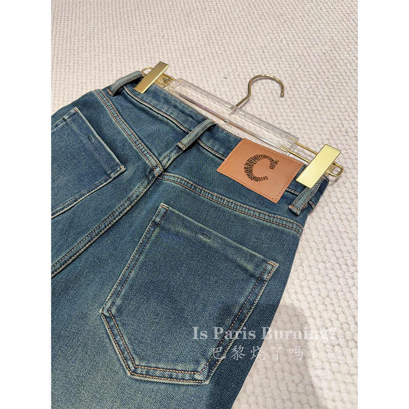 M1385 加绒直筒裤！ 裤长106  气质时髦蓝色牛仔裤款号GY20586