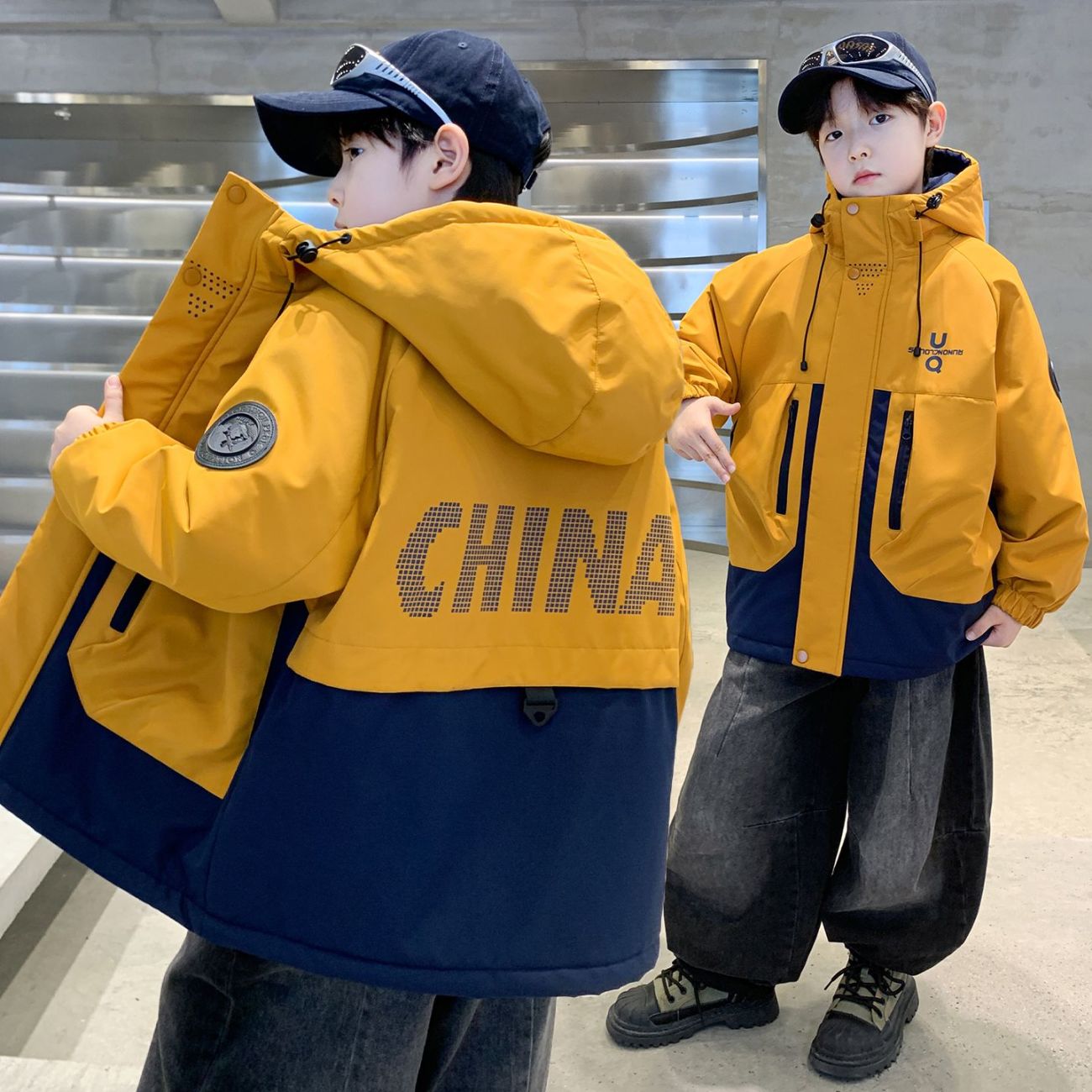 【加绒加棉】男童冬款外套2025新款儿童冲锋衣派克服深秋棉服潮洋气