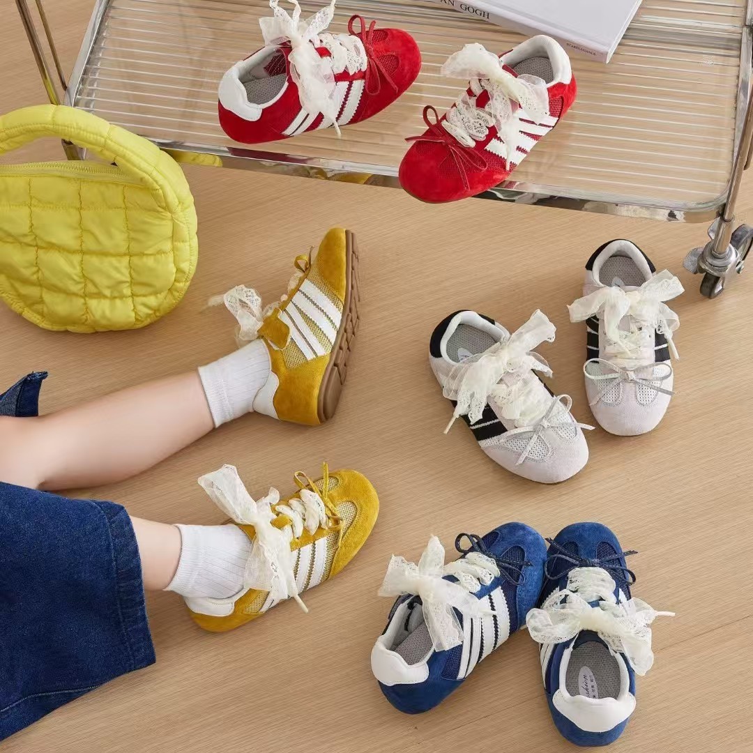 儿童鞋子2025春秋新款女童网面透气蕾丝运动鞋宝宝单鞋女孩跑步鞋