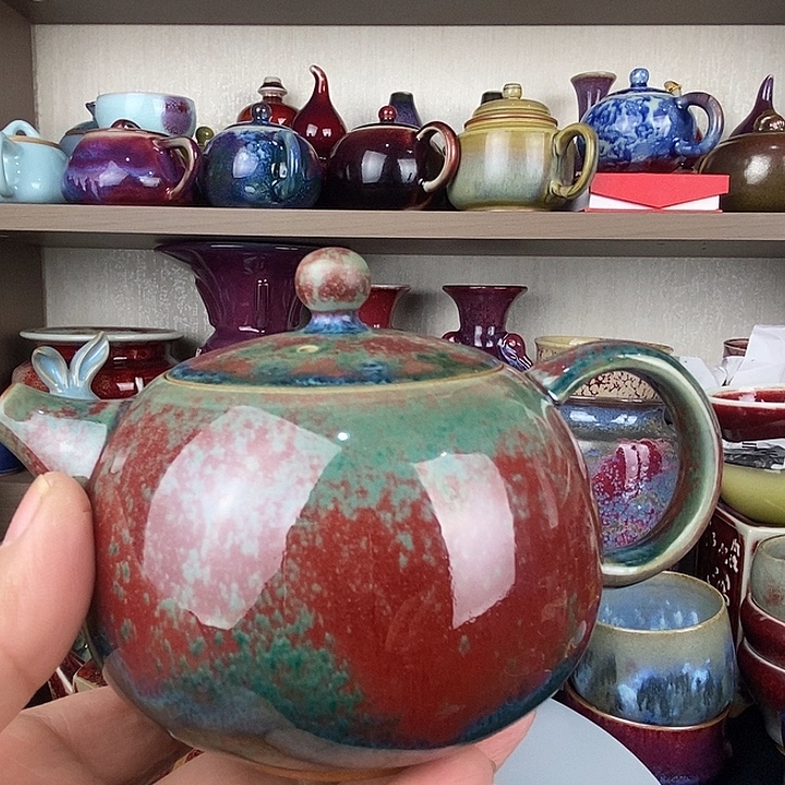 冰***8茶盏中国神后钧瓷茶具处理