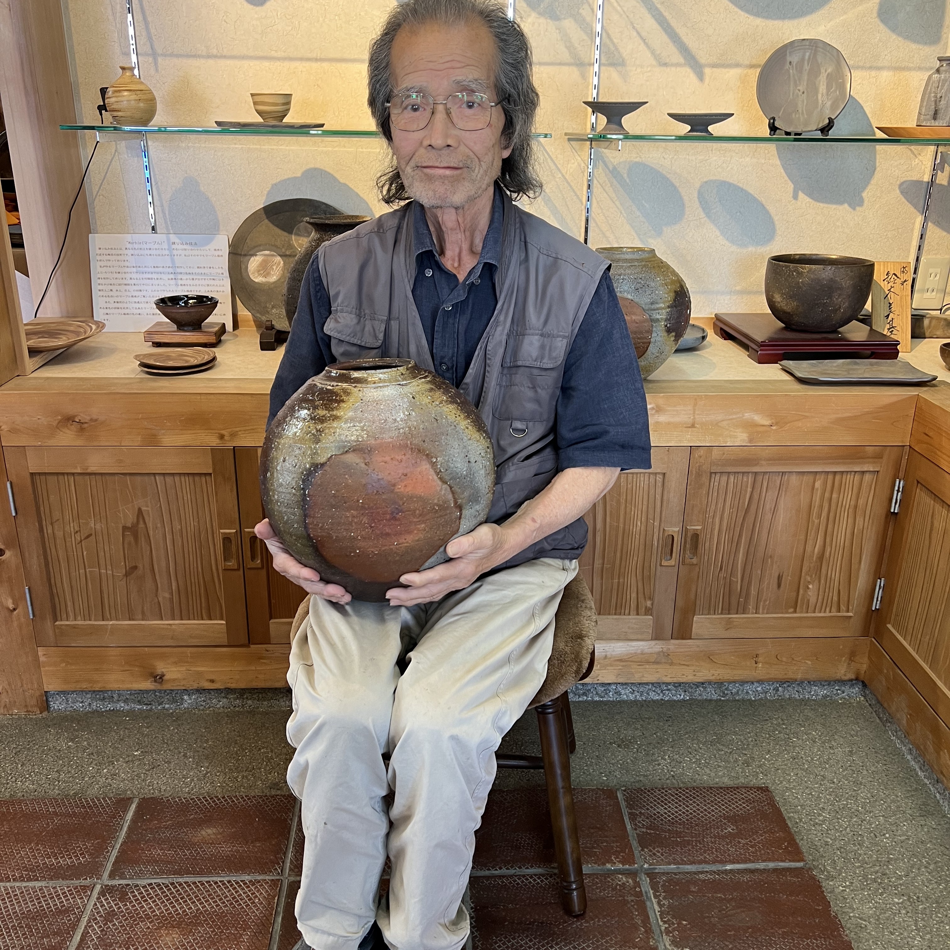 备前烧铃木黄弌窑宝级大罐子，特价陶瓷
