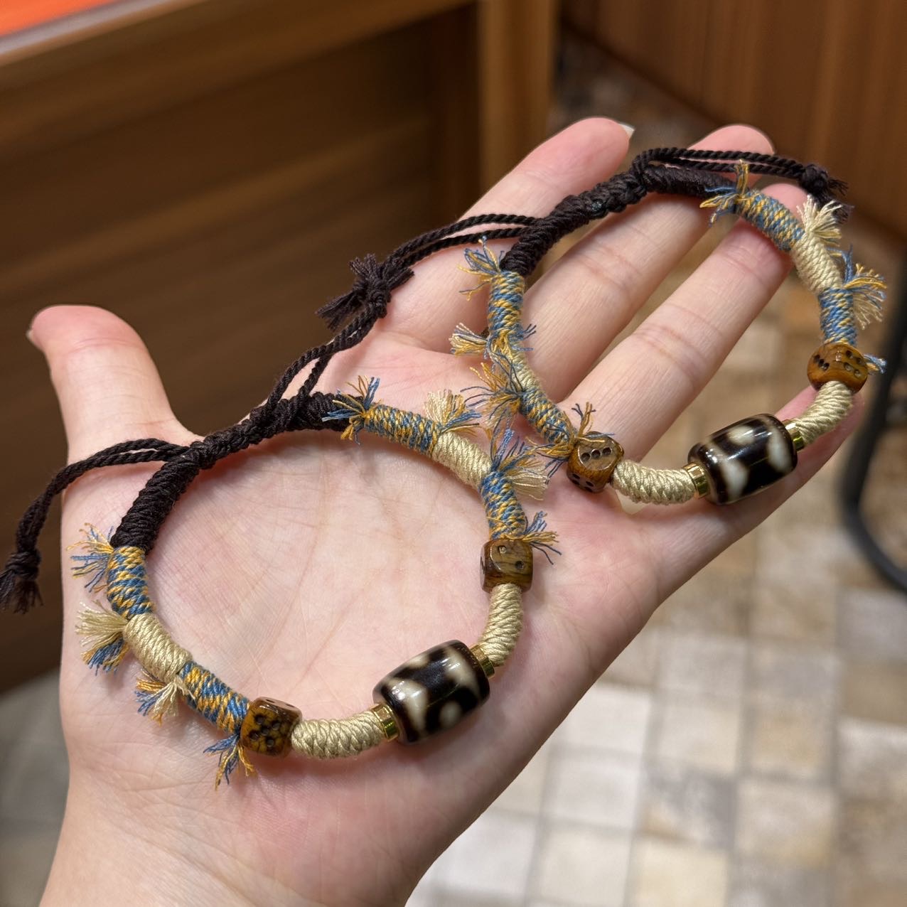 【曹美丽精选】H51904-玛瑙DIY手绳（三眼）-多样性发其一-12*15mm