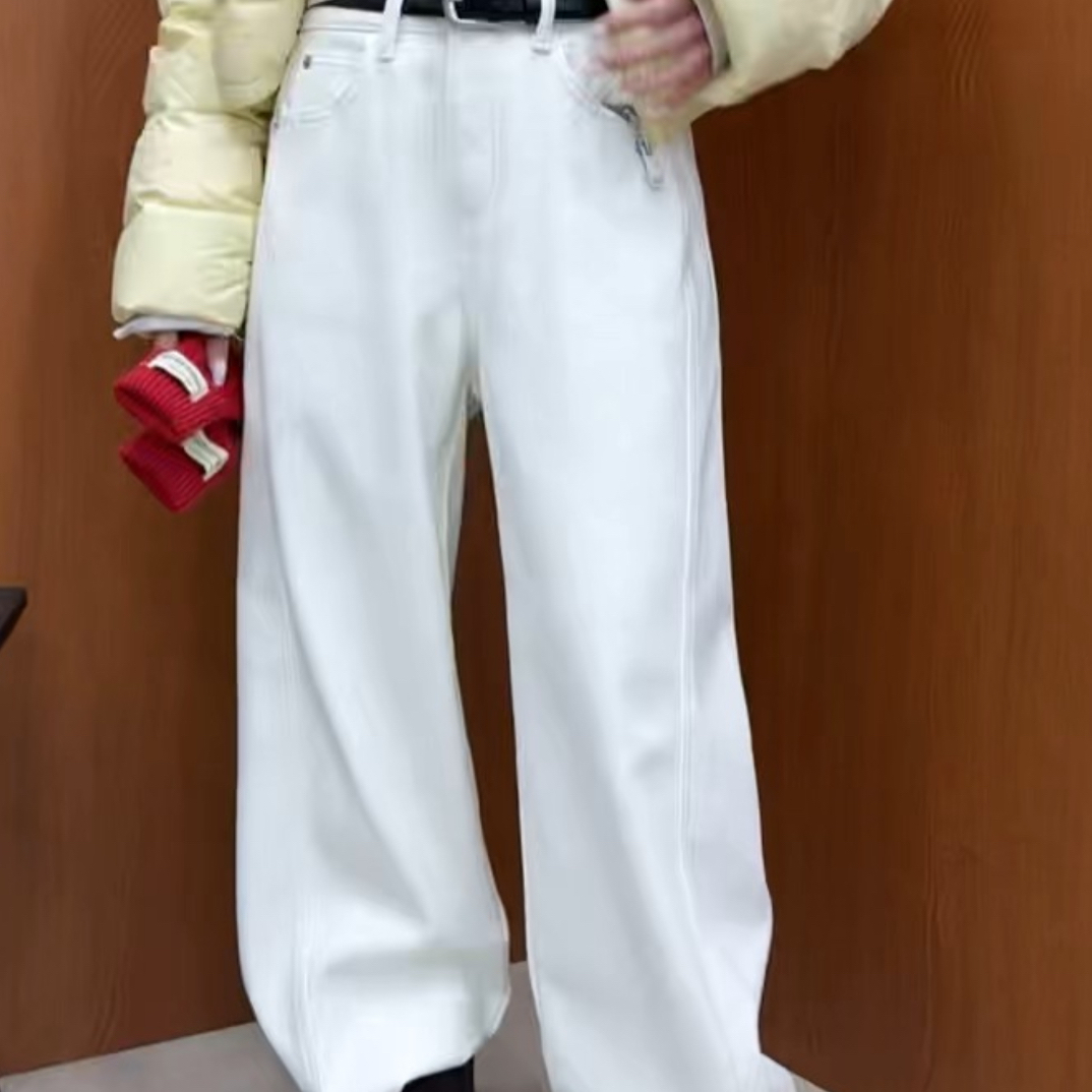 Mv6639水泥灰杏弯刀裤高腰常规款冬季长裤休闲裤宽松百搭