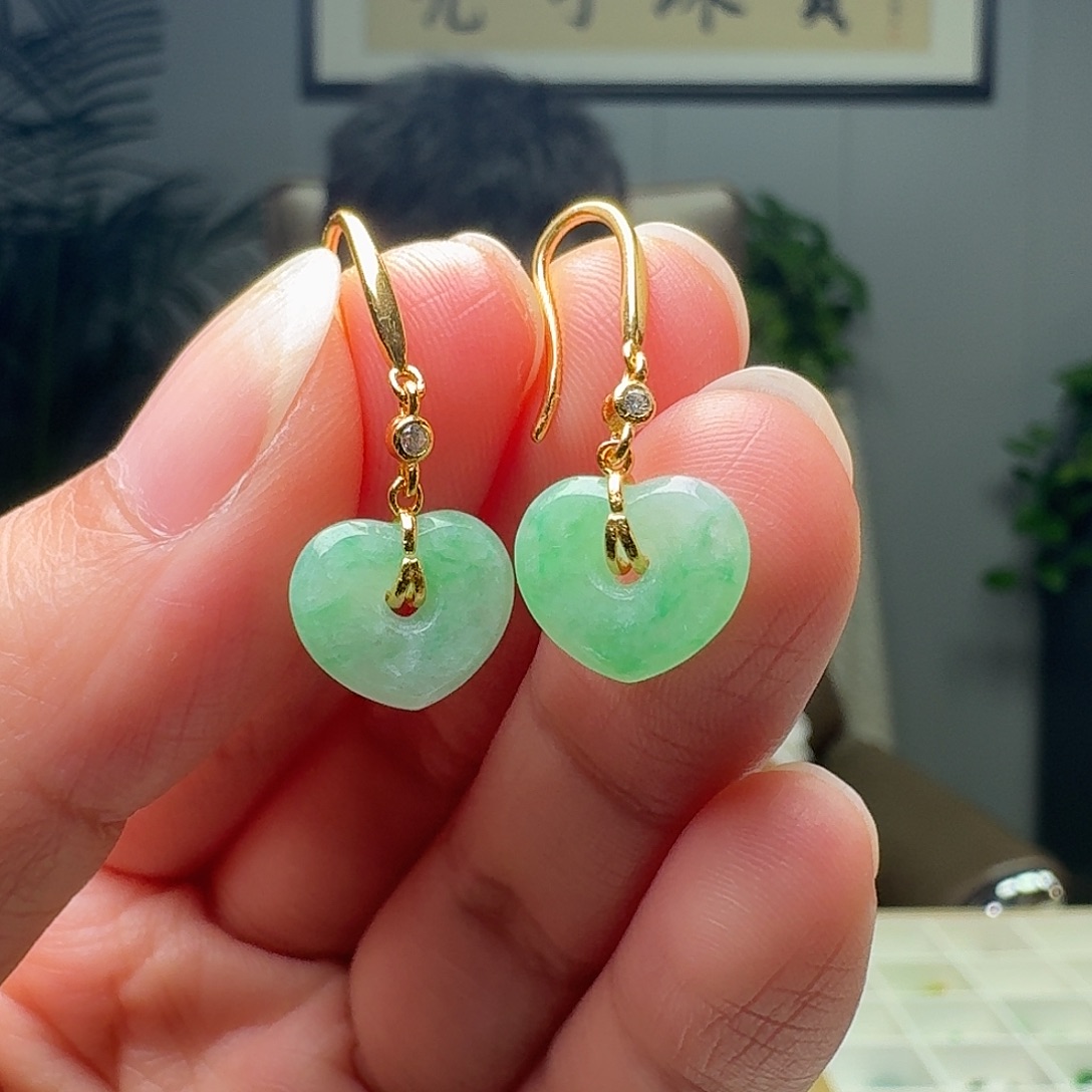 翡翠银S925镶嵌耳饰多样性发货其一