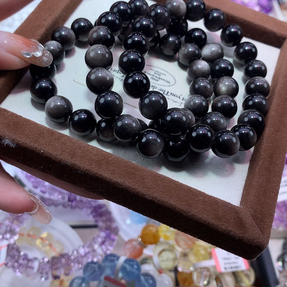 水晶手串未镶嵌银耀石10mn