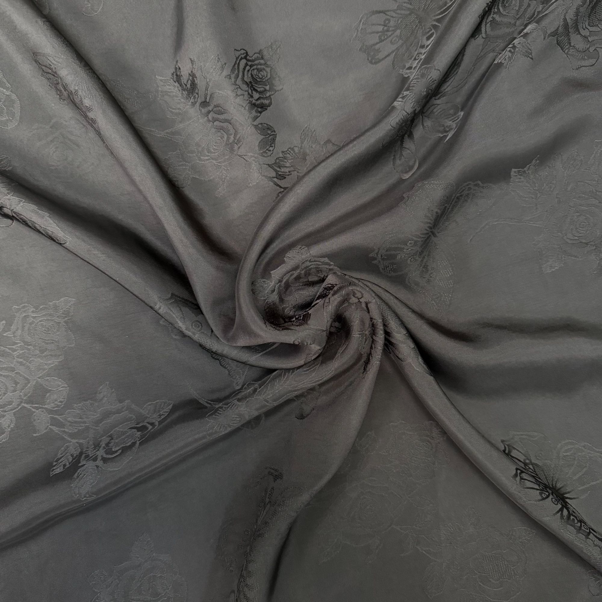 【墨染花蝶】真丝提花透孔花萝面料香云纱布料