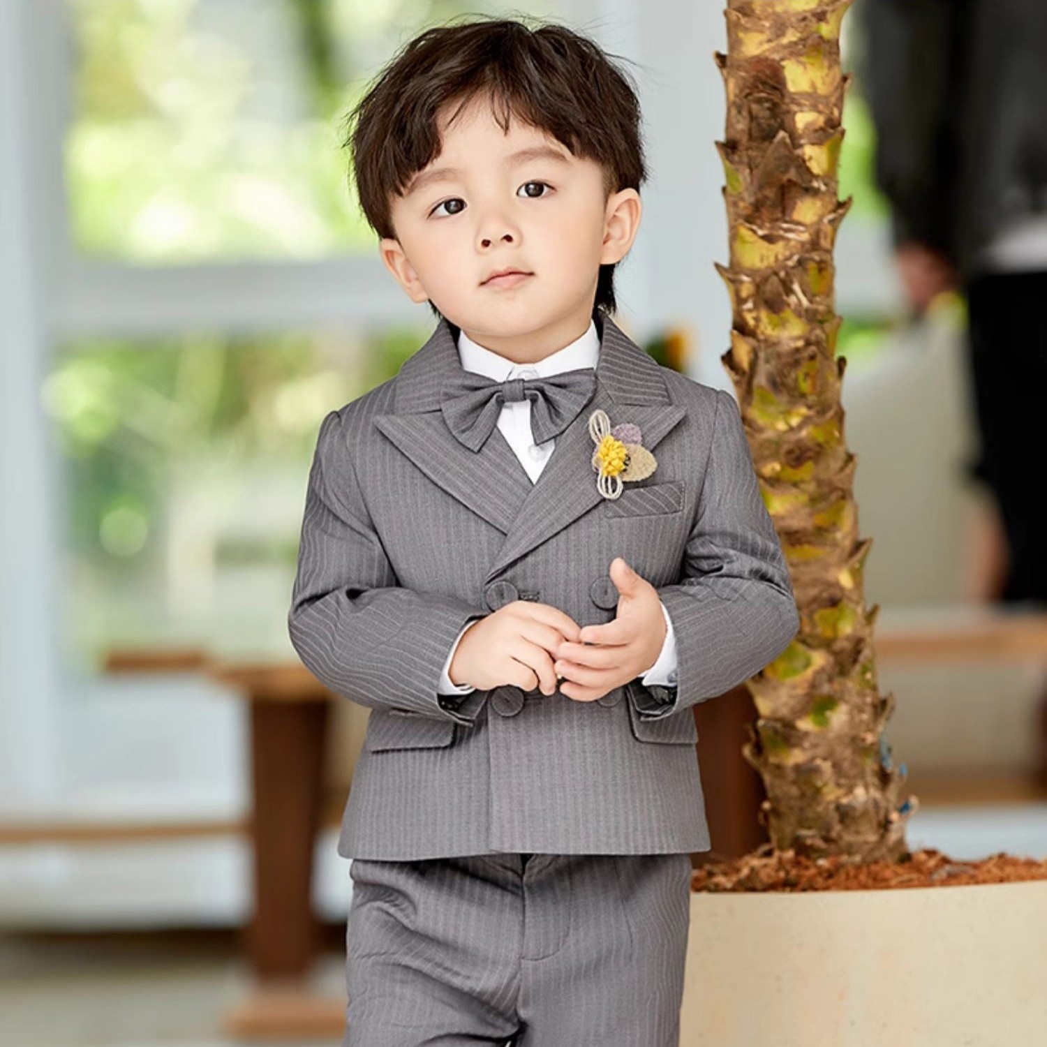 罗小蒙童装男宝小西服法式优雅儿童西服小西装周岁生日婚礼花童男