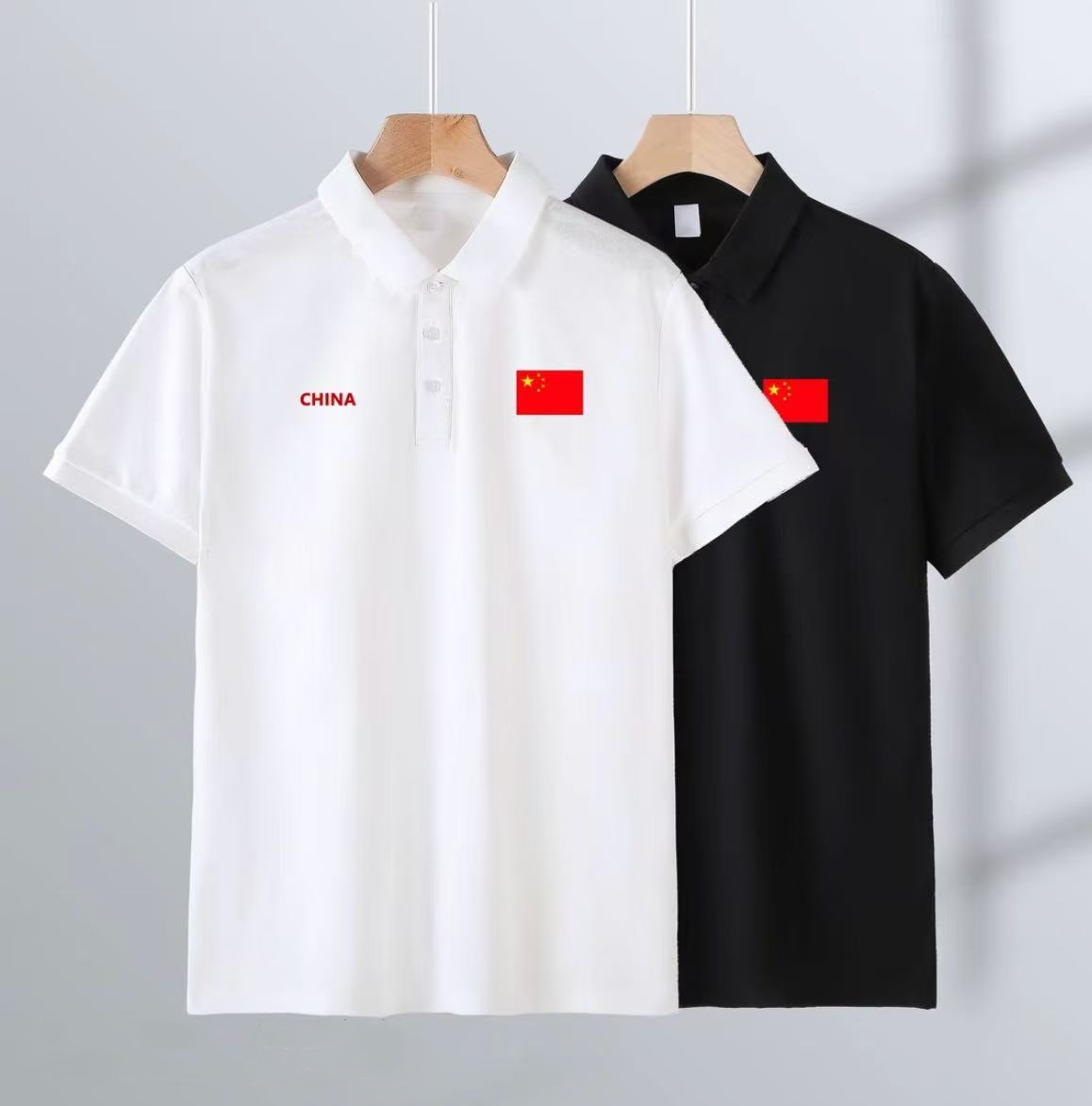 国潮国旗款Polo衫男士印花透气中国风短袖翻领情侣夏季速干
