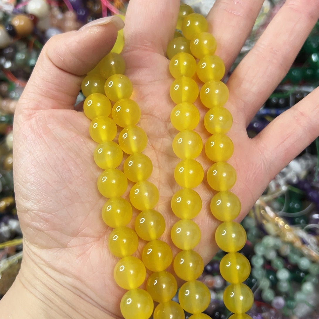 玛瑙/玉髓未镶嵌珠宝半成品，卡10黄玛瑙一条