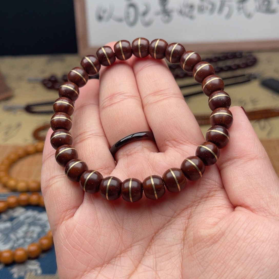 紫金鼠手串一线天汉堡珠9