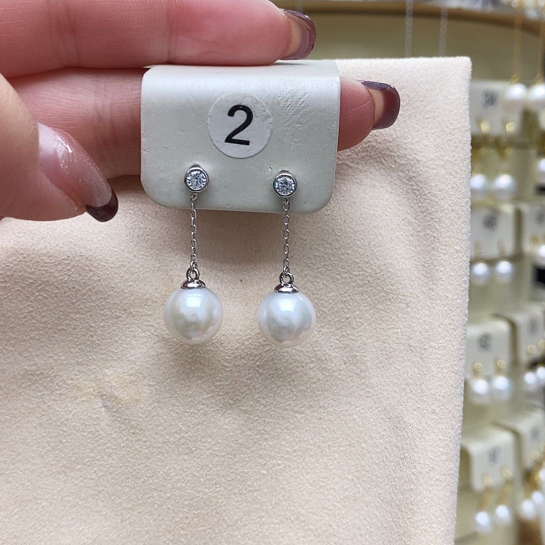 淡水珍珠耳饰银S925镶嵌
