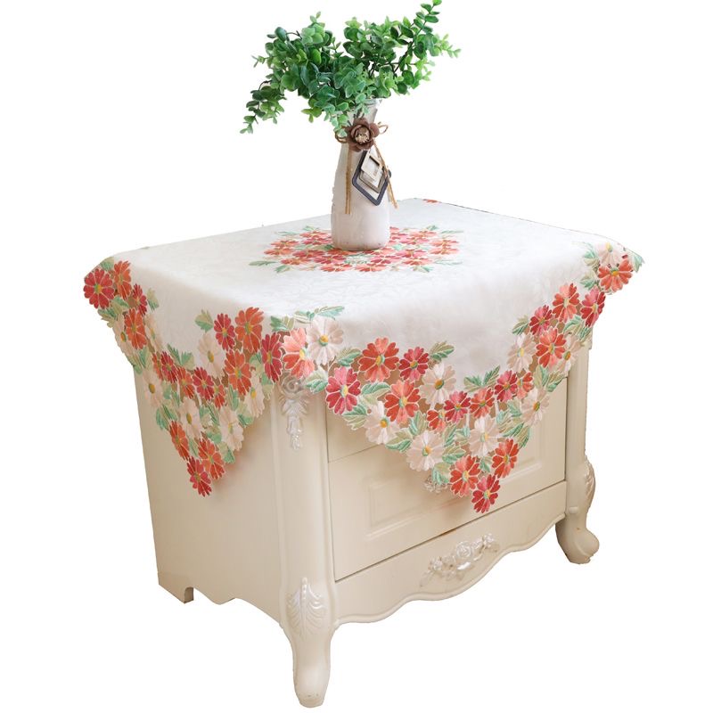 83*83cm手工刺绣小碎花床头柜空调镜子万能盖巾