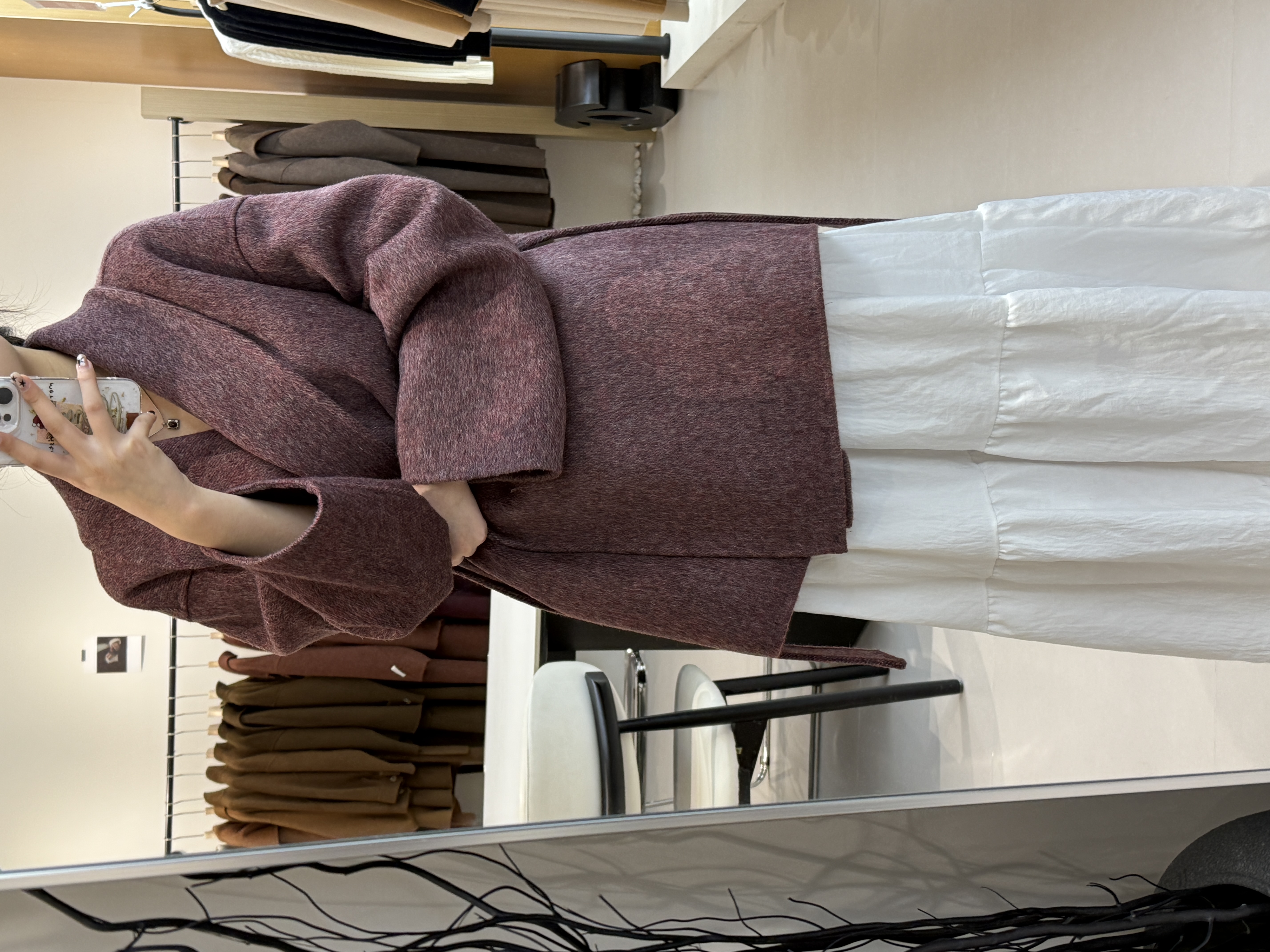 2025秋冬新款韩版高端青果领中长款款双面羊毛大衣浴袍外套女