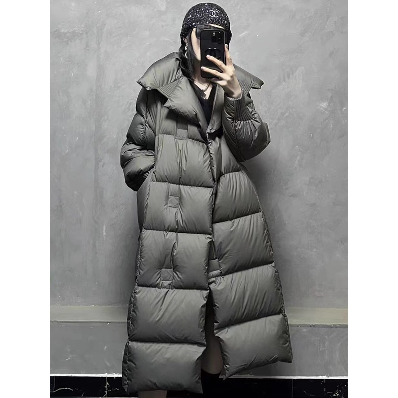 【雪欢飞正品】高充绒鹅绒翻领羽绒服女加厚中长款过膝女士宽松2809