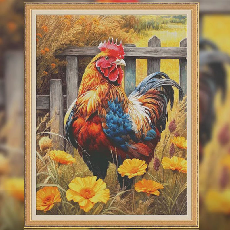 大公鸡十字绣满绣33色2025新款简约现代客厅刺绣小件客厅餐厅卧室