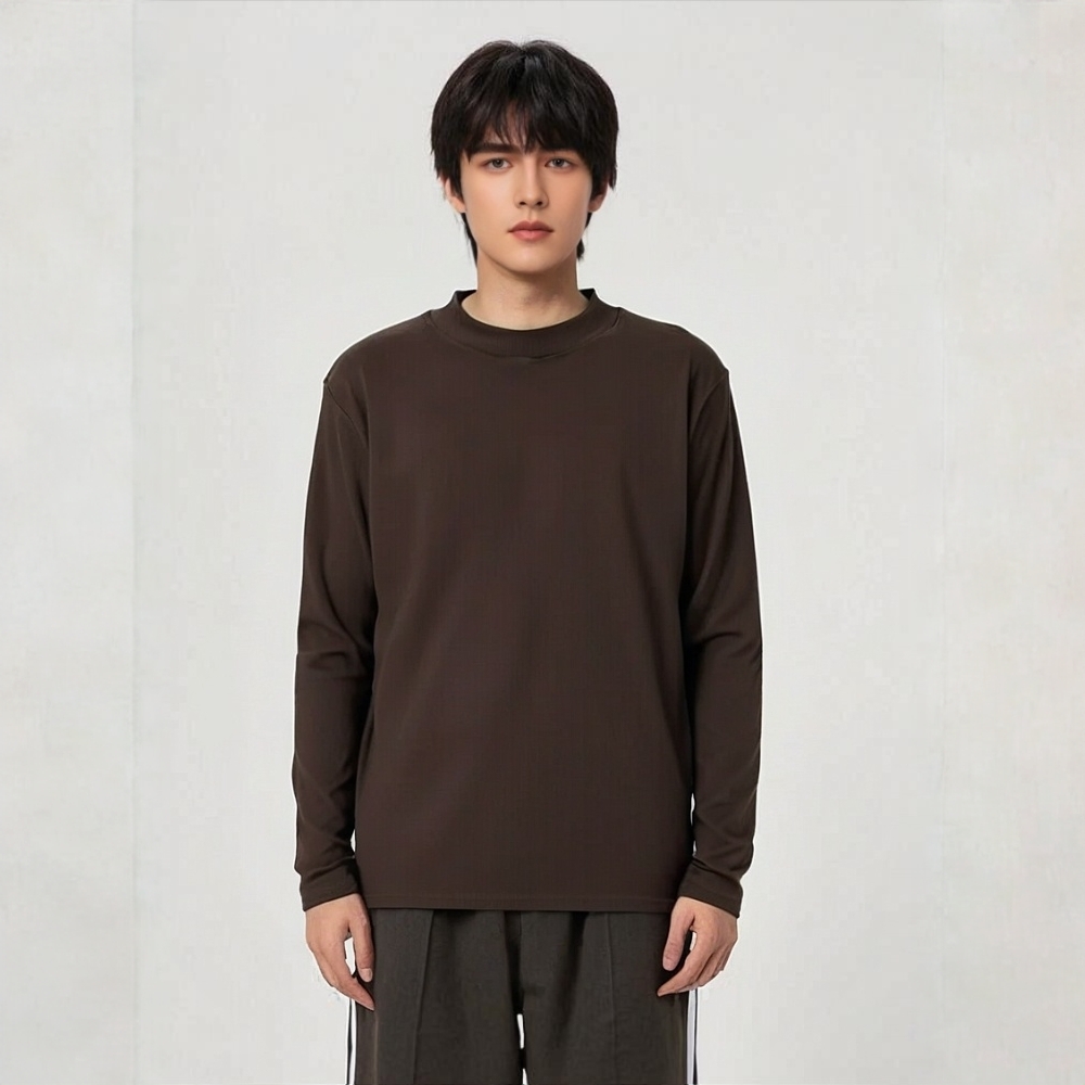 德绒保暖的派半高领男士女士潮牌内搭打底衫-纯色