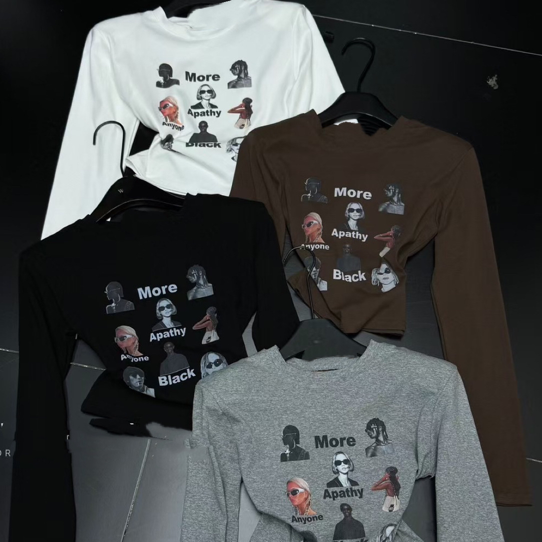 洁哥 新品美式复古人头正肩显瘦上衣