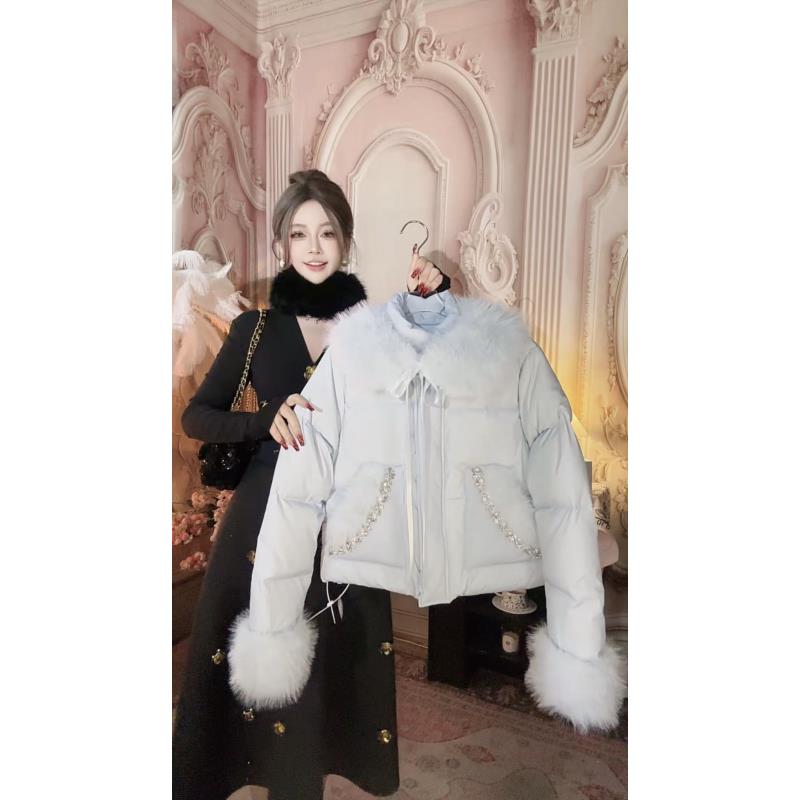 【崔】W0186外套毛领长款时尚甜美秋冬保暖韩版网红冬季宽松