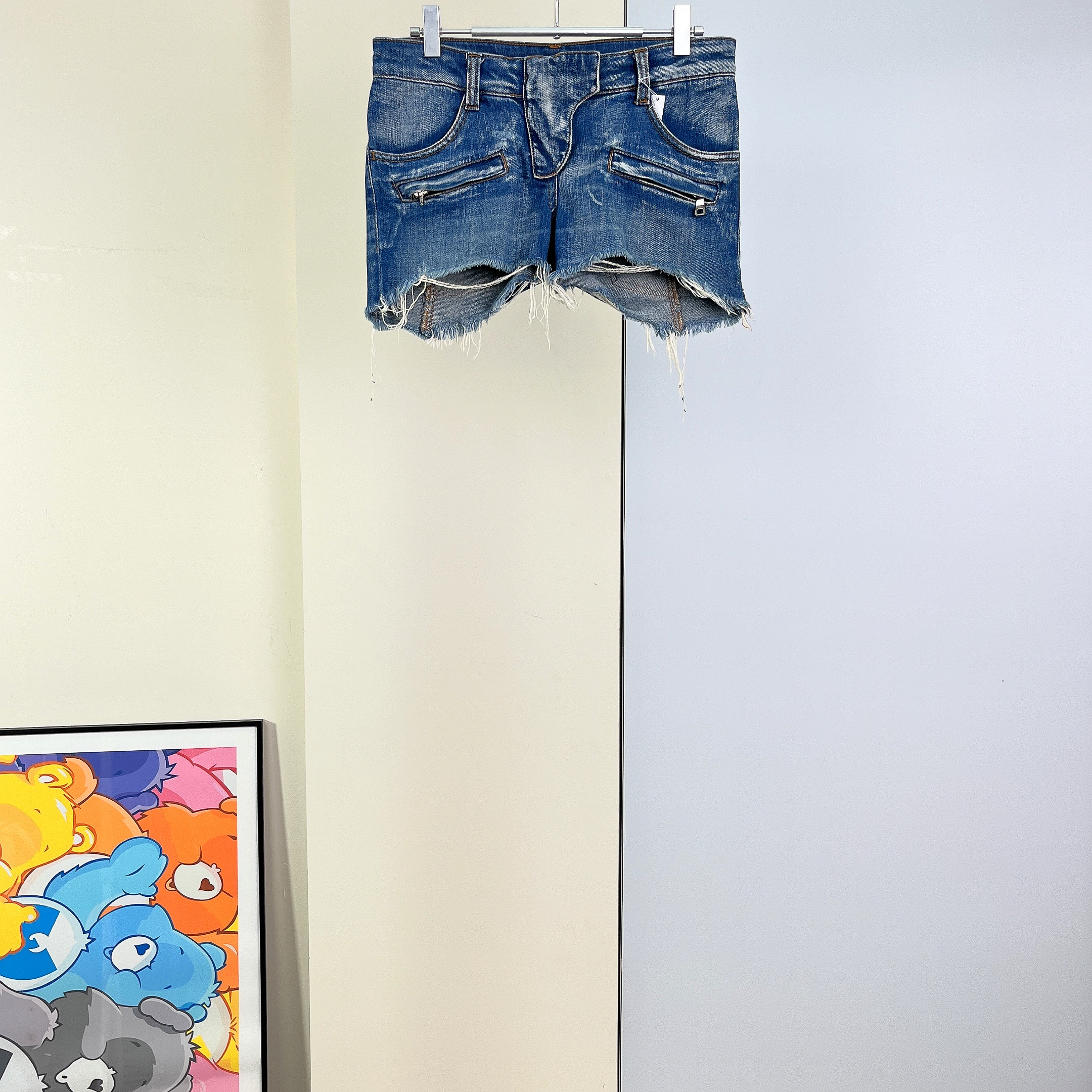 99新 BALMAIN/巴尔曼 牛仔短裤/36码/Xsps9248