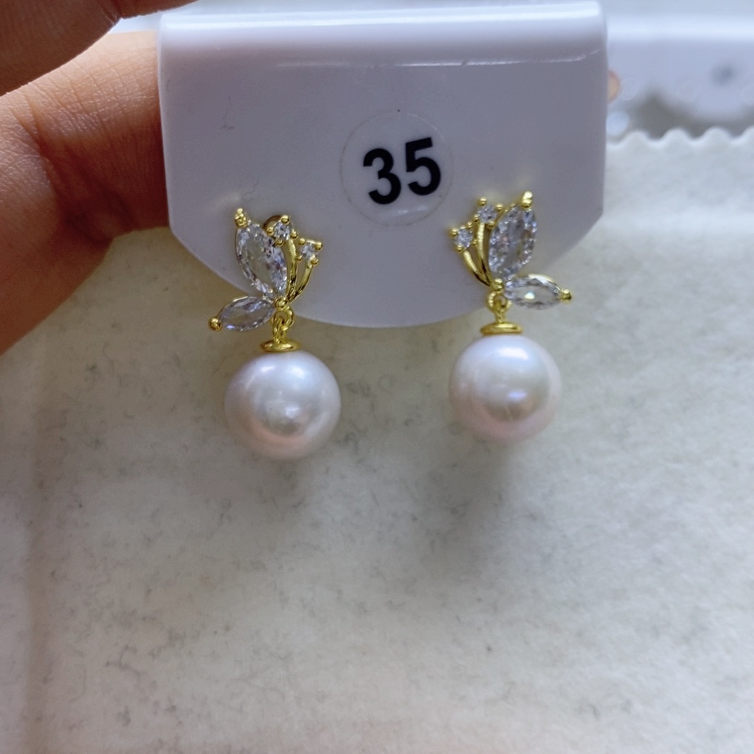 淡水珍珠耳饰银S925镶嵌