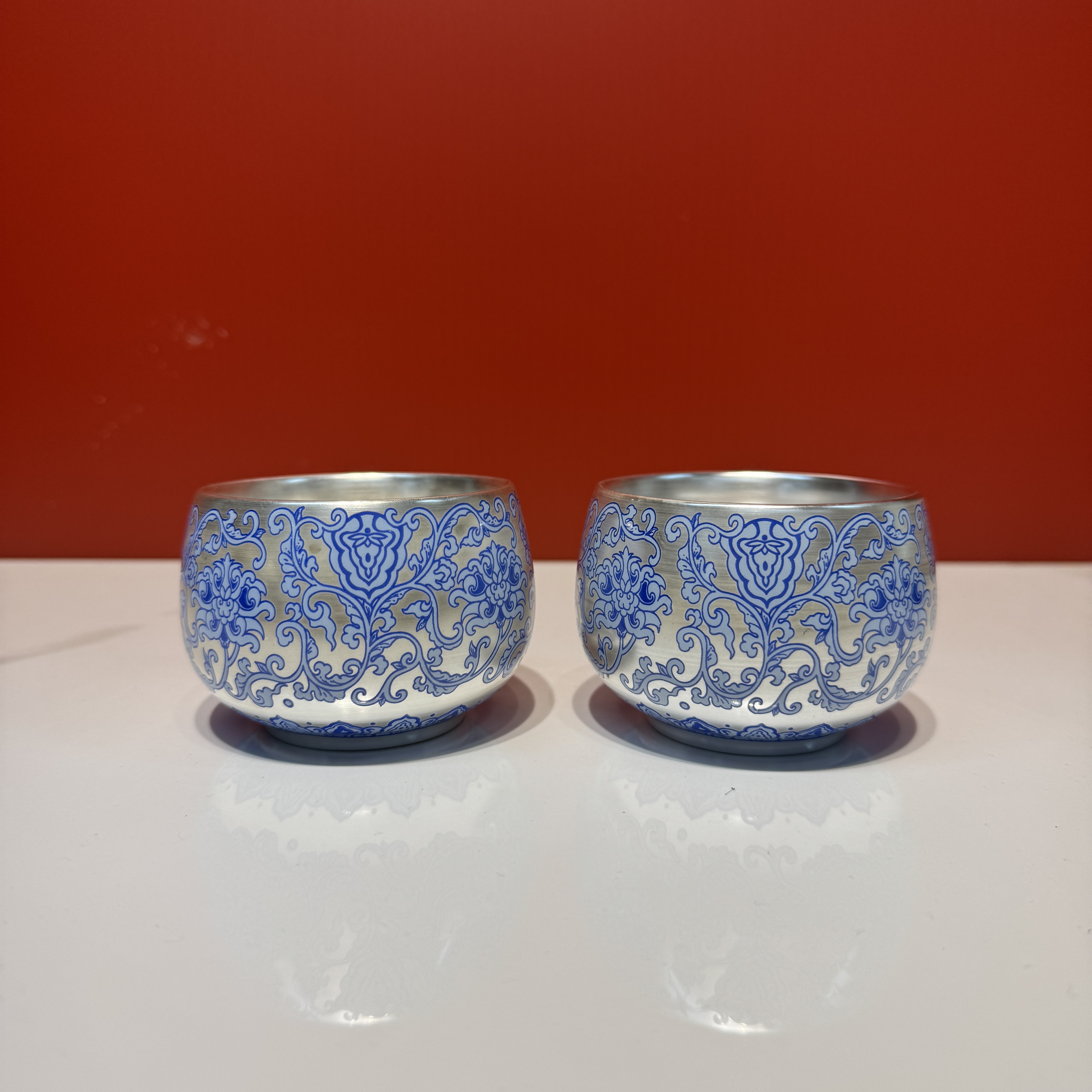 缠枝莲（银杯）对杯 ZHZ148