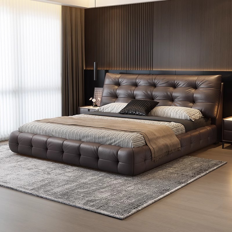 劳伦斯云朵真皮床主卧室大床软包婚床轻奢高端意式极简双人高箱床
